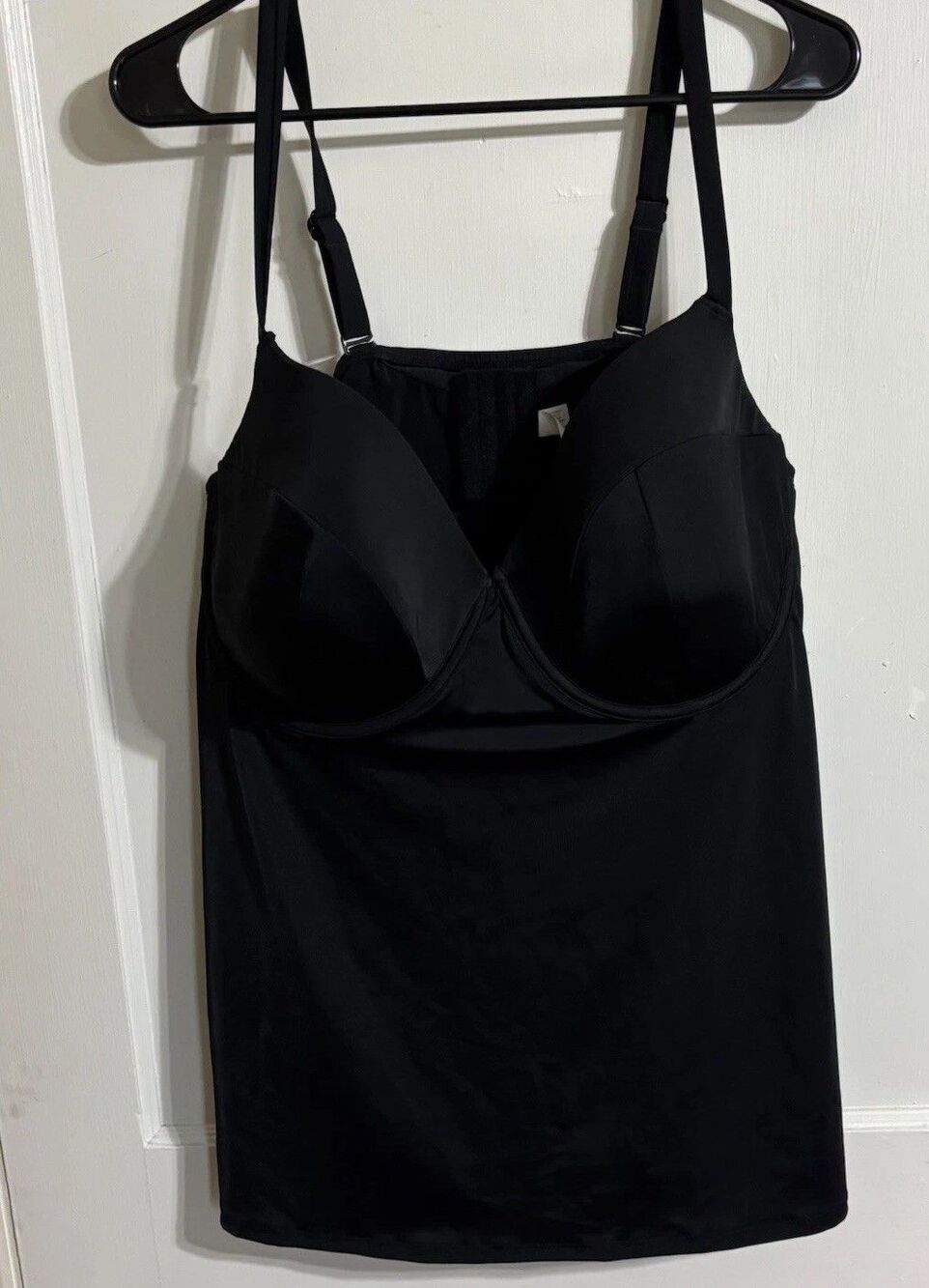 NWT Cacique Lane Bryant Black Lightly Lined Balconette Tankini Swim Top 44DD
